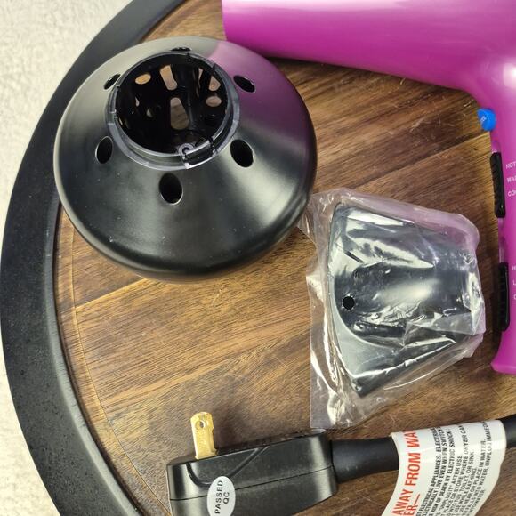 Conair 1875 Watt Cord Keeper Hair Dryer with Ionic Technology Pink 3 Piece Set - Picture 2 of 8